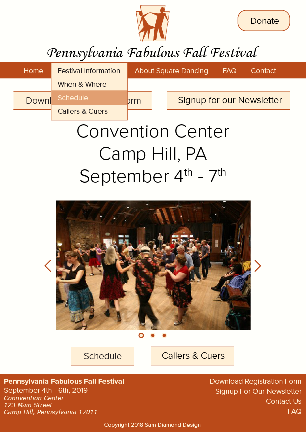 Design of website for the Pennsylvania Fabulous Fall Festival