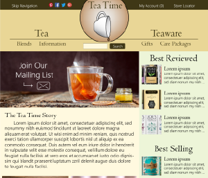 Tea Time website mockup